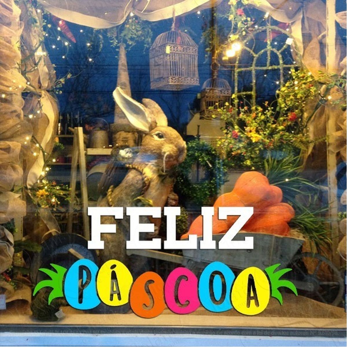 Adesivo Decorativo Vitrine Feliz Páscoa Ovos Coloridos Mod:1961