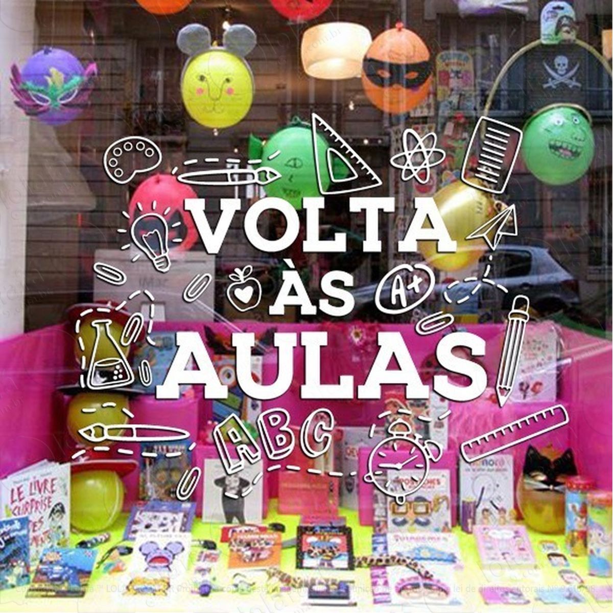 Adesivo Decorativo Vitrine Papelaria Volta Às Aulas Mod:1967