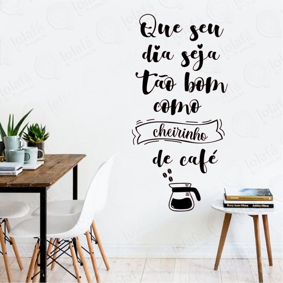 Adesivo De Parede Frase Cozinha Cafeteria Cheirinho De Café Mod:1979