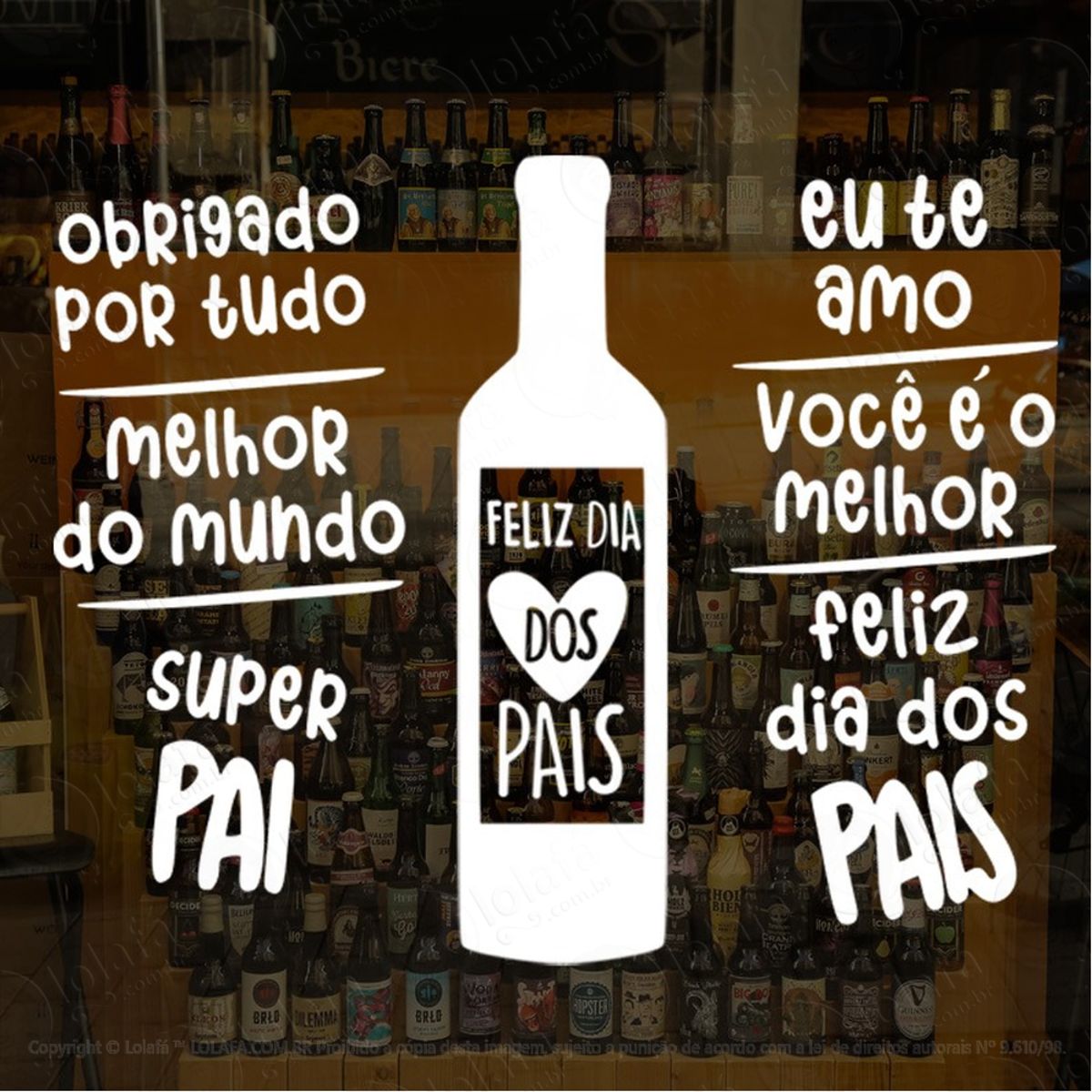 adesivo para vitrine loja vinho garrafa feliz dia dos pais mod:1986