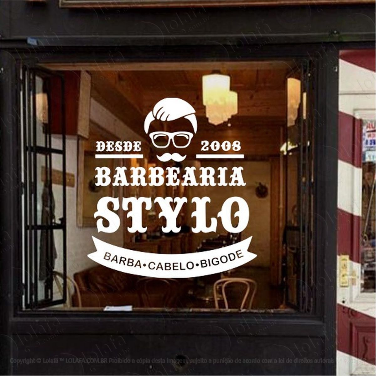 Adesivo De Vitrine Para Barbearia Barbeiro Personalizado Mod:2009