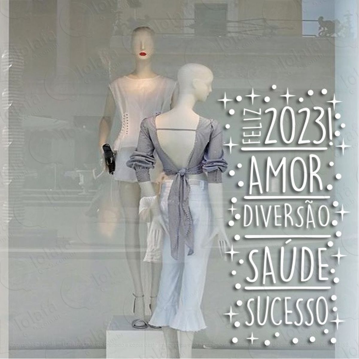 Adesivo Decorativo Vitrine Feliz Ano Palavras Positivas Mod:2013