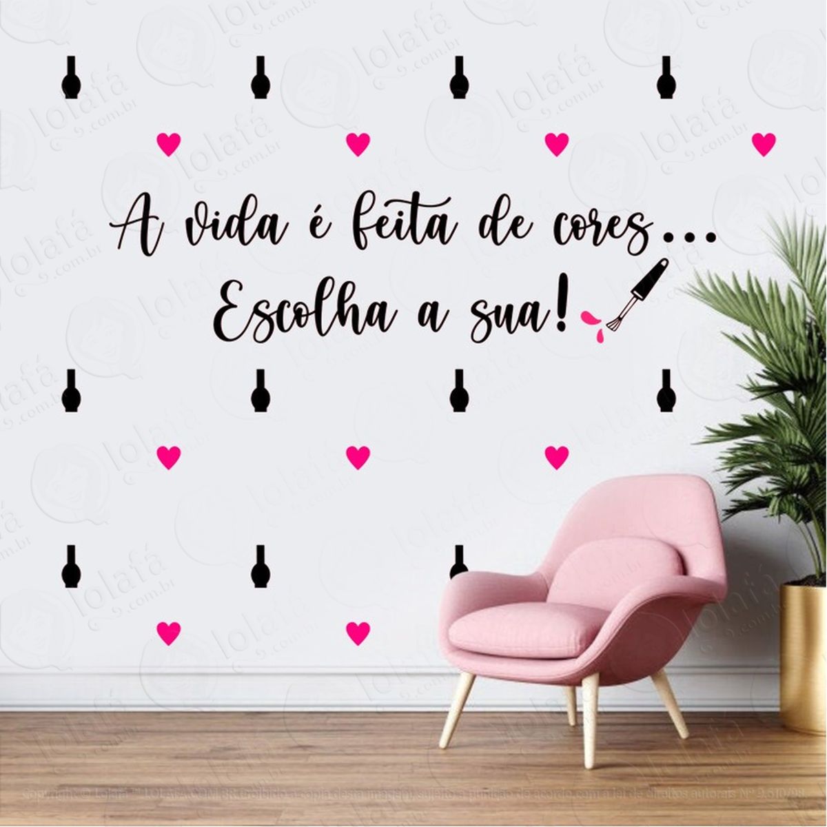Adesivo De Parede Manicure Salão Vida Feita De Cores Esmalte Mod:2017