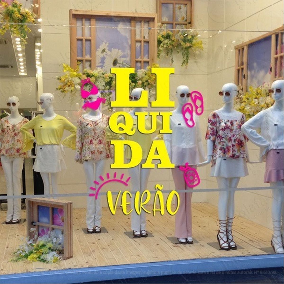 Adesivo Decorativo Vitrine Liquida Verão Desenhos Praia Mod:2019