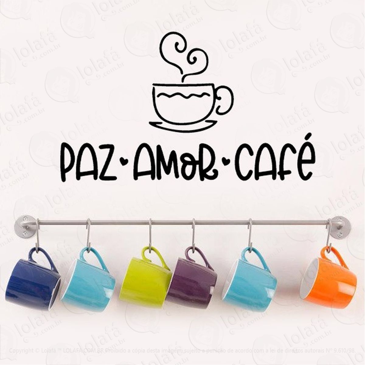 Adesivo De Parede Cantinho Do Café Paz Amor Café Mod:2036