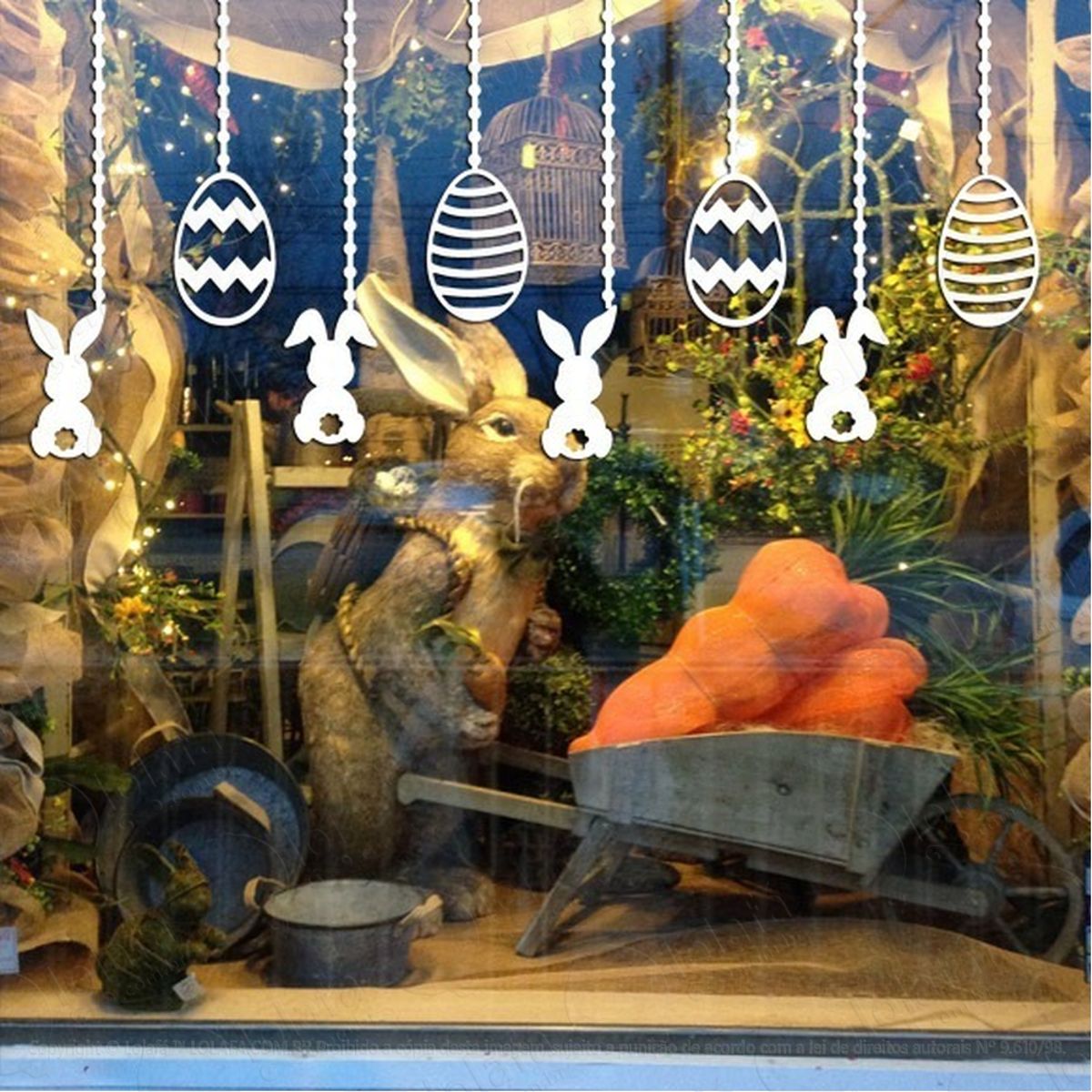 Adesivo Decorativo Vitrine Ovos E Coelhos Da Páscoa Mod:2038