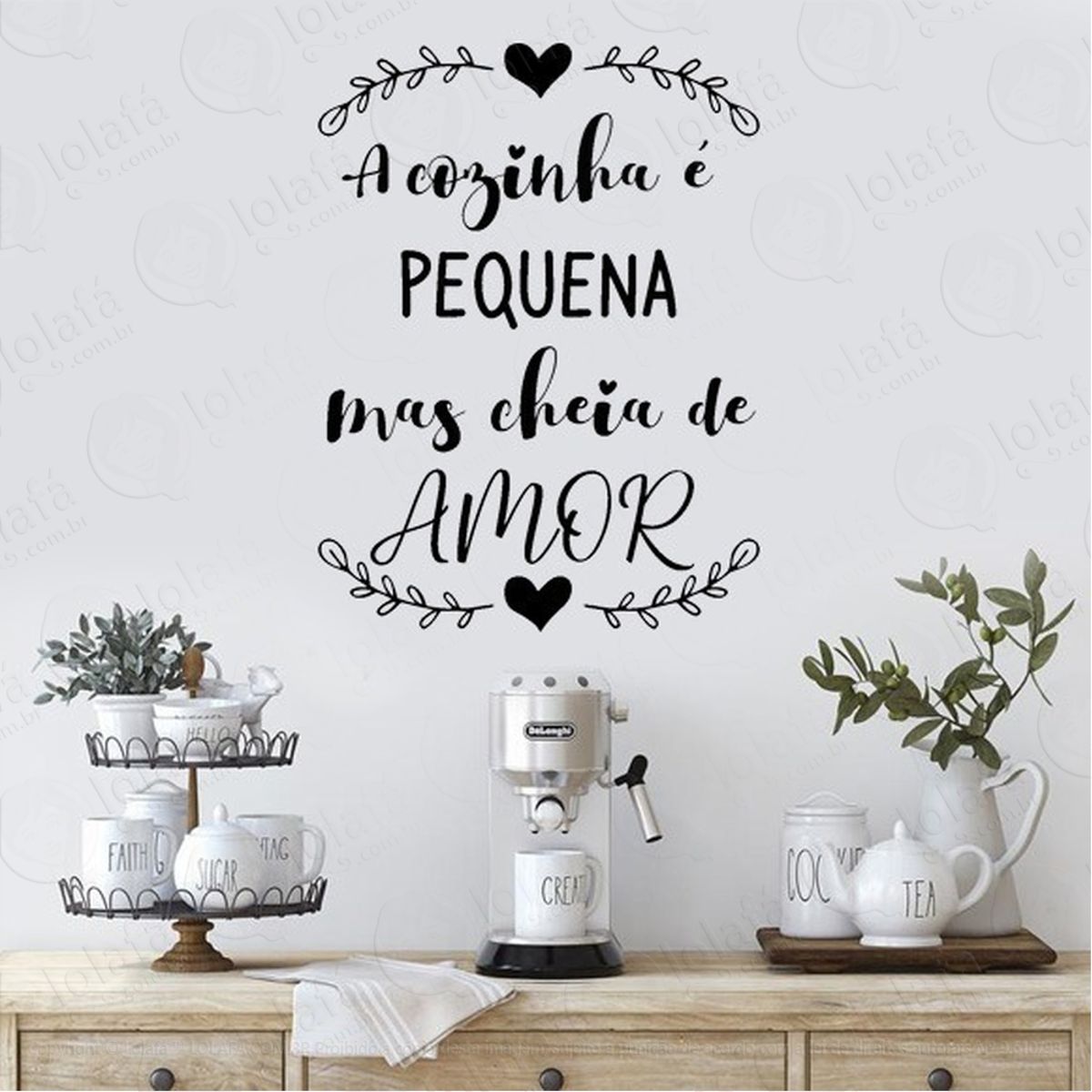 Adesivo De Parede Frase Cozinha Pequena Cheia De Amor Mod:2042
