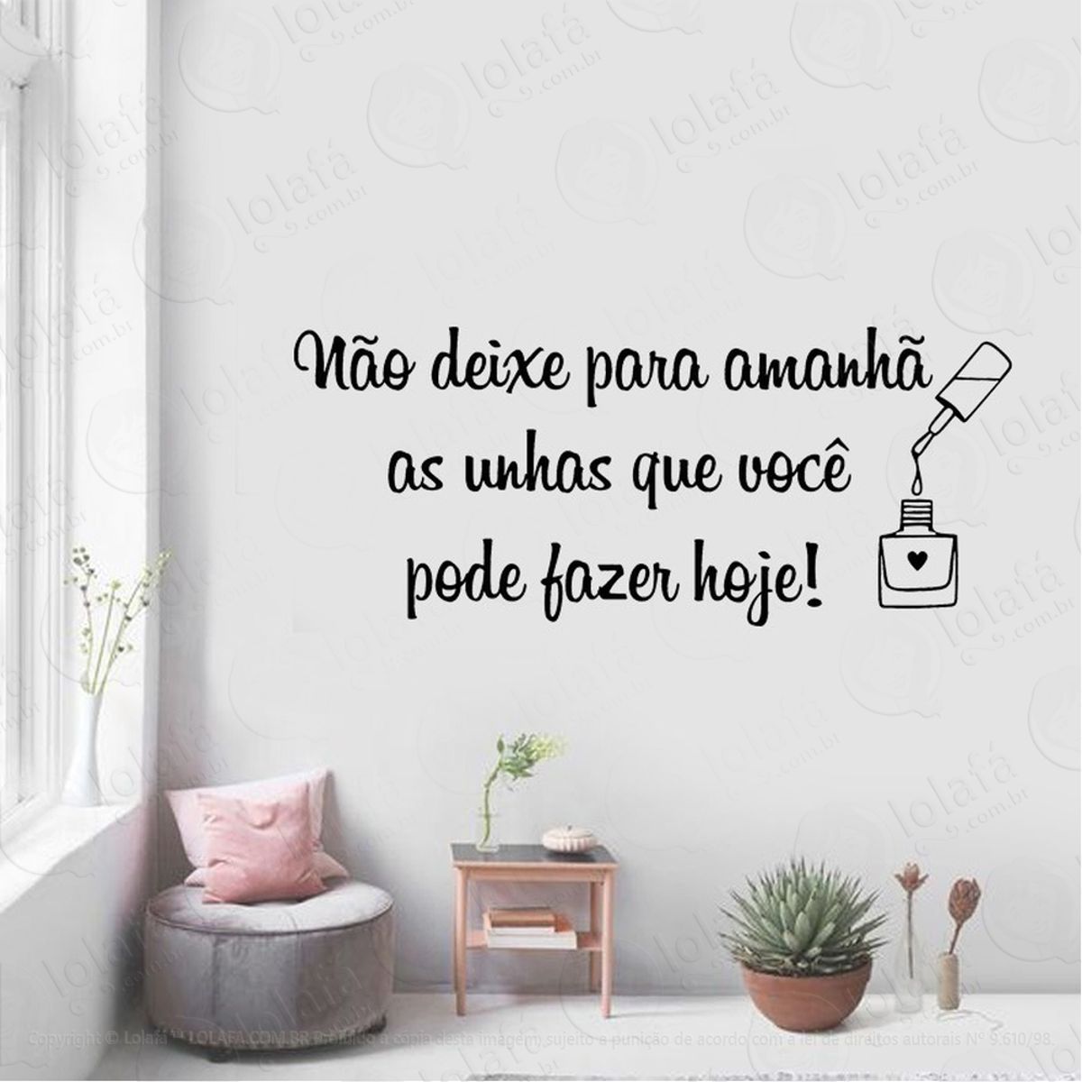 Adesivo De Parede Frase Manicure Não Deixe Para Amanhã Unhas Mod:2047