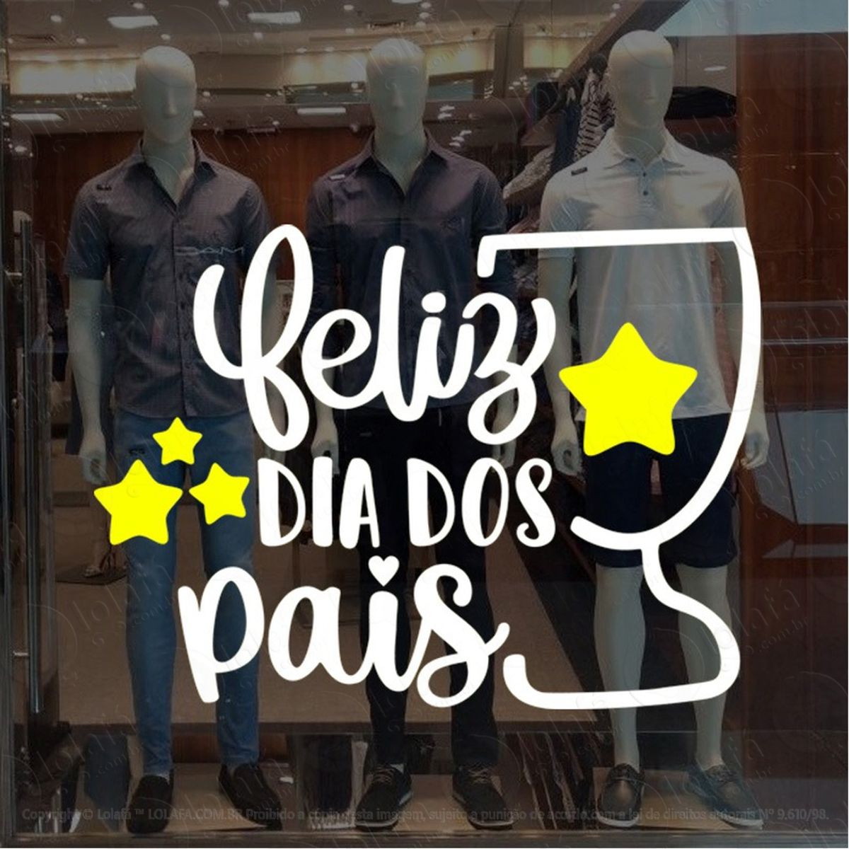 adesivo decorativo vitrine feliz dia dos pais troféu mod:2049
