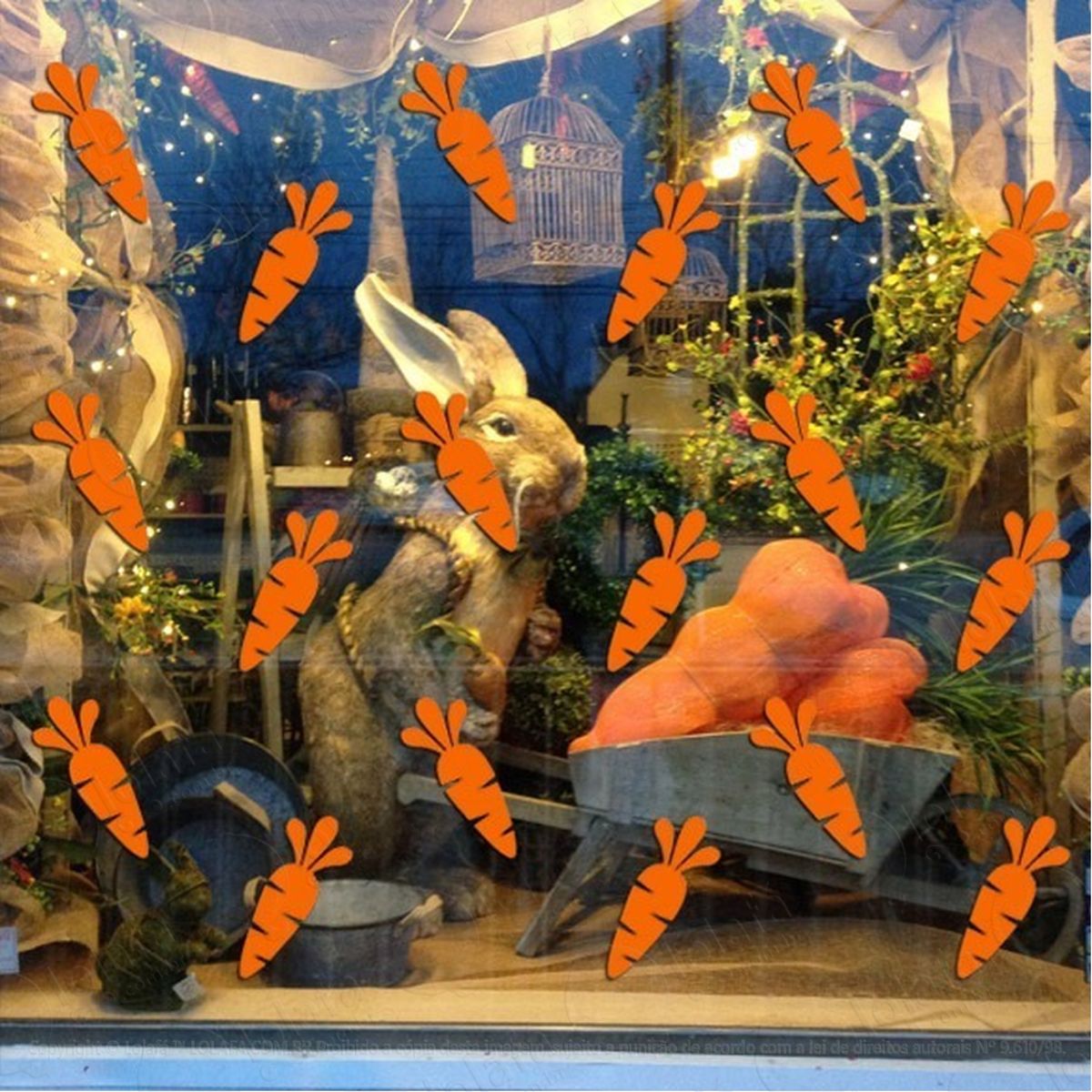 Adesivo Decorativo Vitrine Páscoa Cenouras Mod:2060