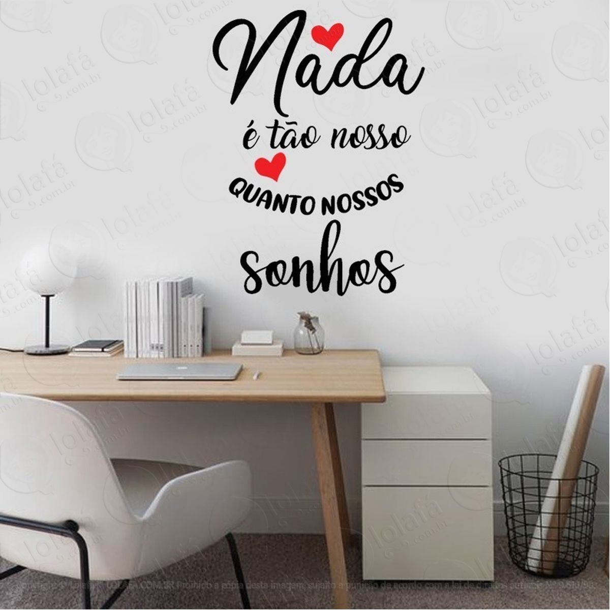 Adesivo De Parede Frase Nada Tão Nosso Quanto Nossos Sonhos Mod:2067
