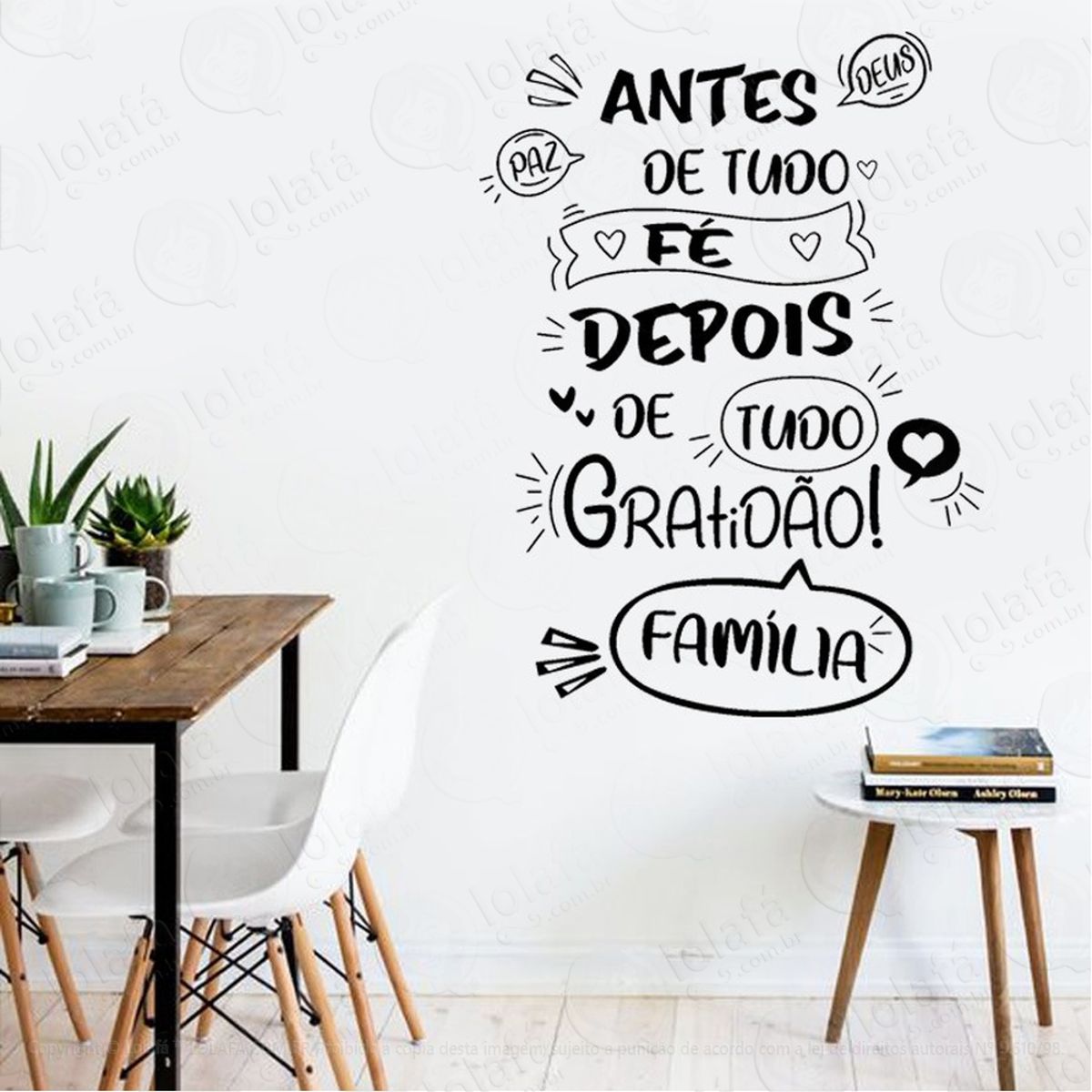Adesivo Frase Antes De Tudo Fé Depois De Tudo Gratidão Mod:2079
