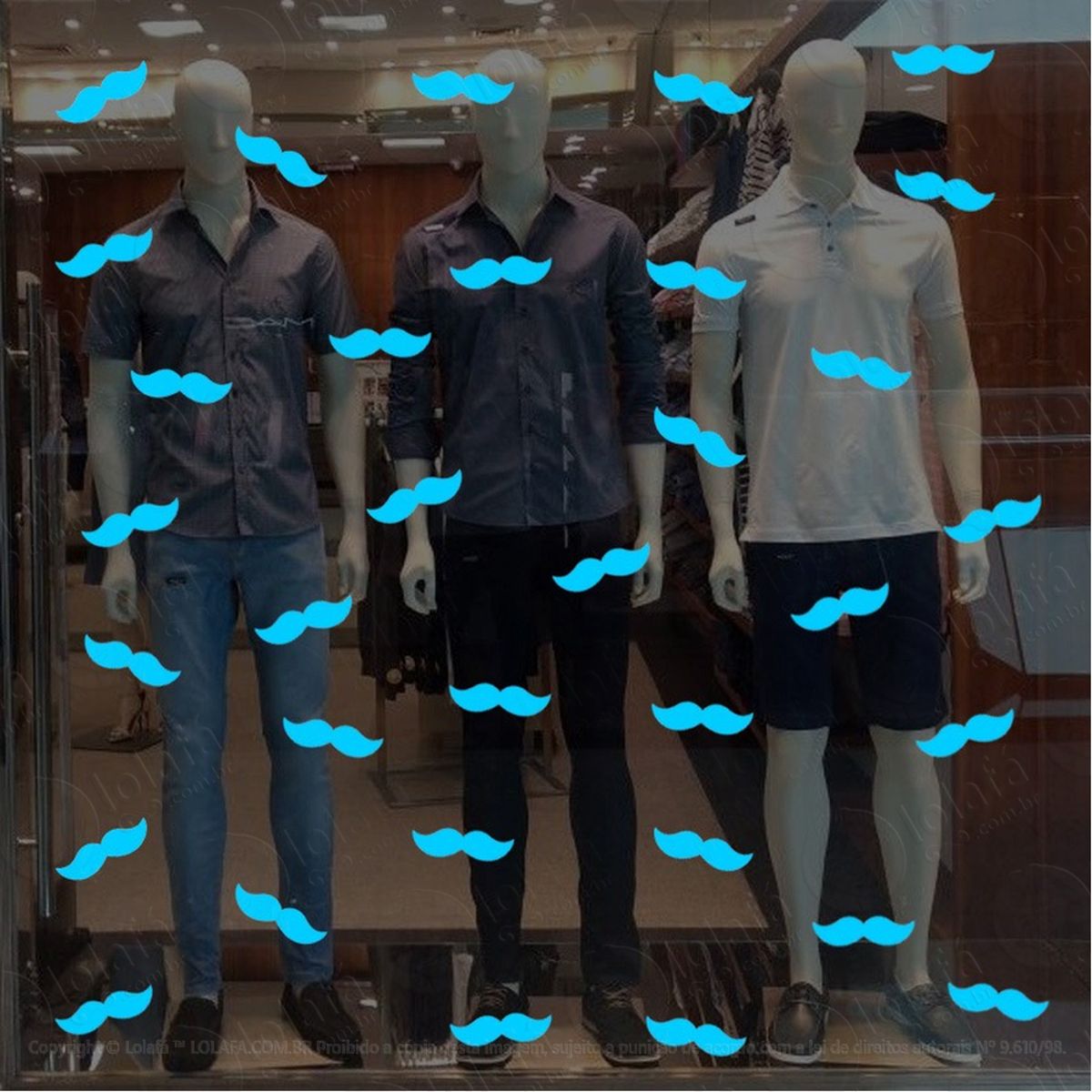 adesivo para vitrine decoração dia dos pais bigodes mod:2080