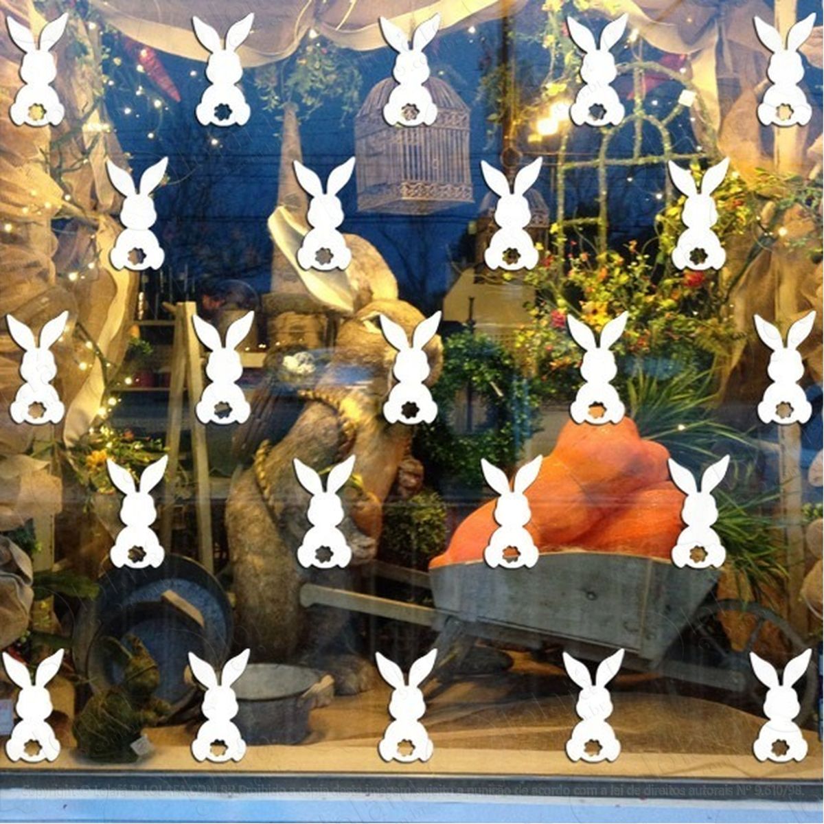 Adesivo Decorativo Vitrine Coelhos - 24 Unidades Mod:2082