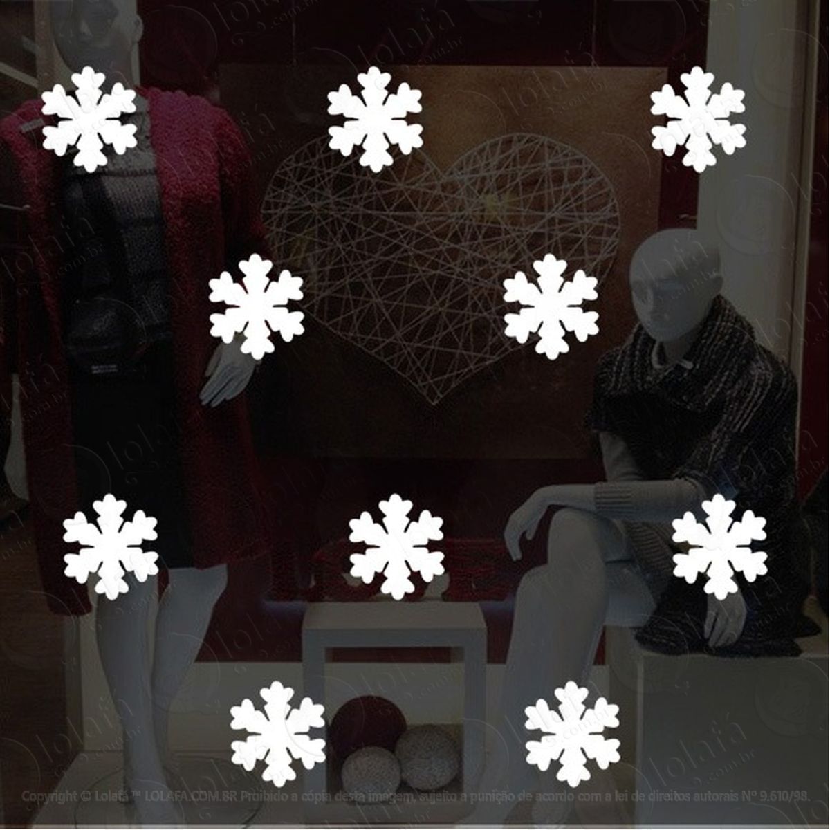 Adesivo Vitrine Inverno Flocos De Neve Grande - 15 Unidades Mod:2083