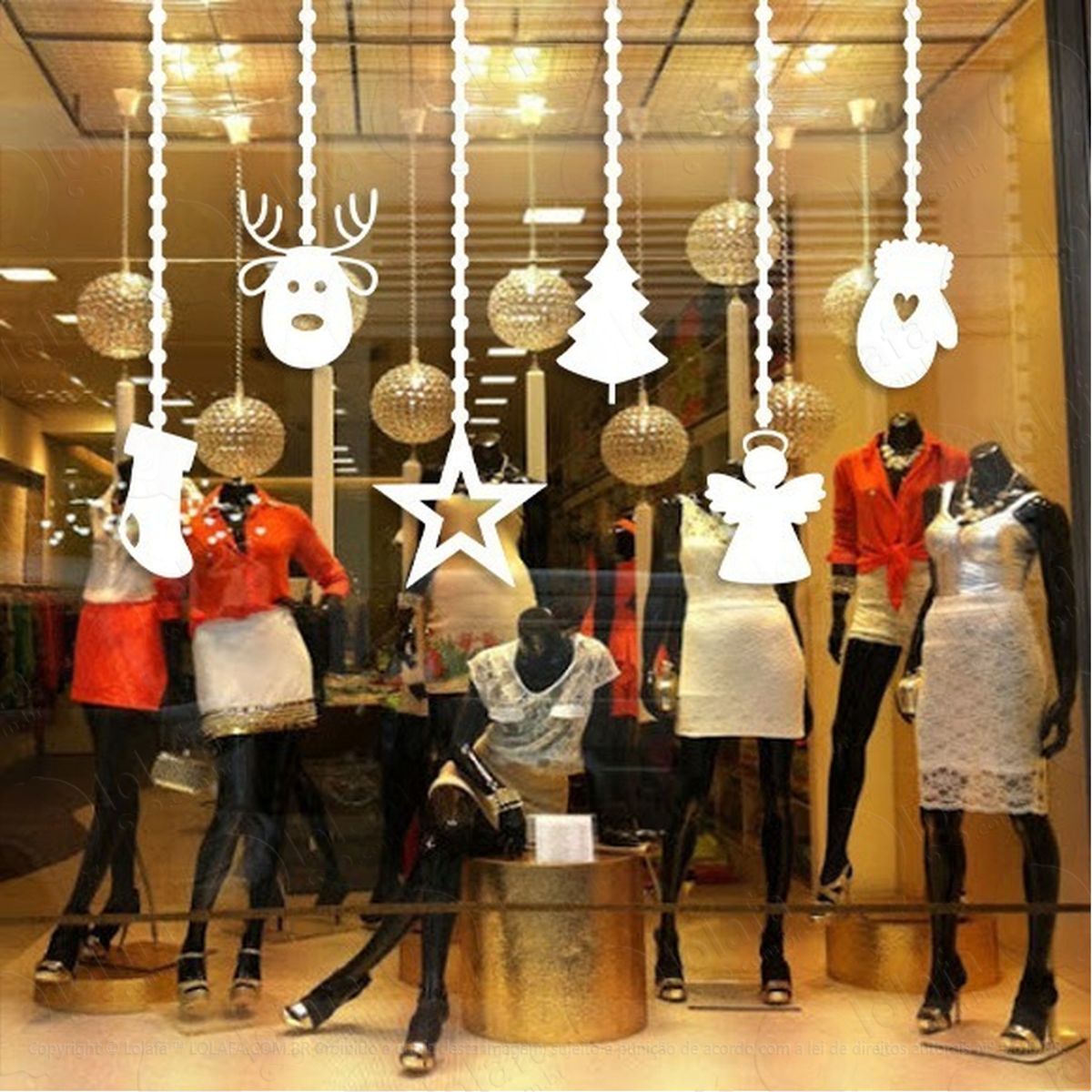 Adesivo Decorativo Vitrine Enfeites De Natal Mod:2088
