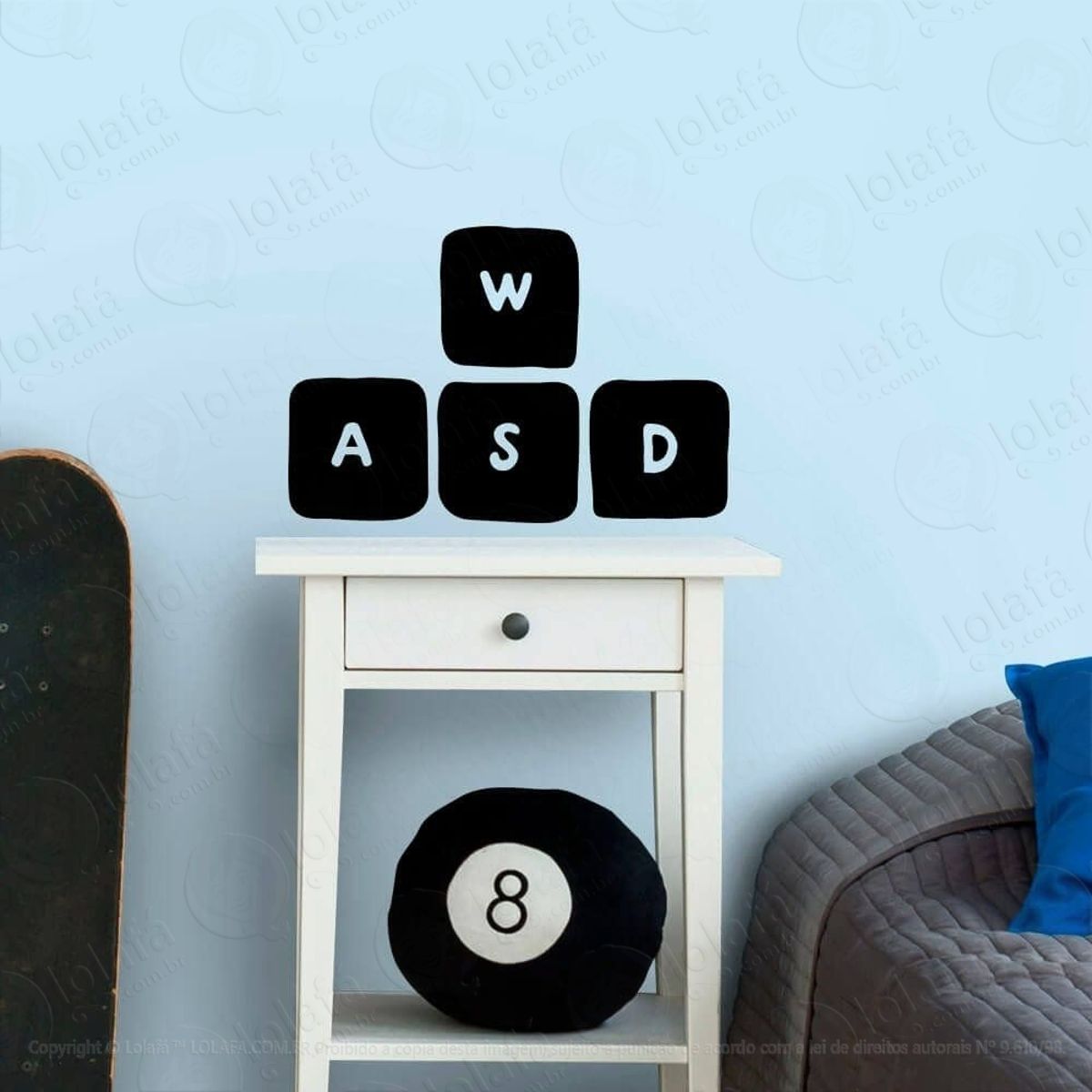 Adesivo De Parede Quarto Infantil Gamer Teclas Direcionais Mod:2099