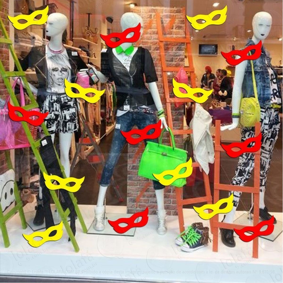 Adesivo Decorativo Vitrine Máscaras Carnaval - 36 Unidades Mod:2102