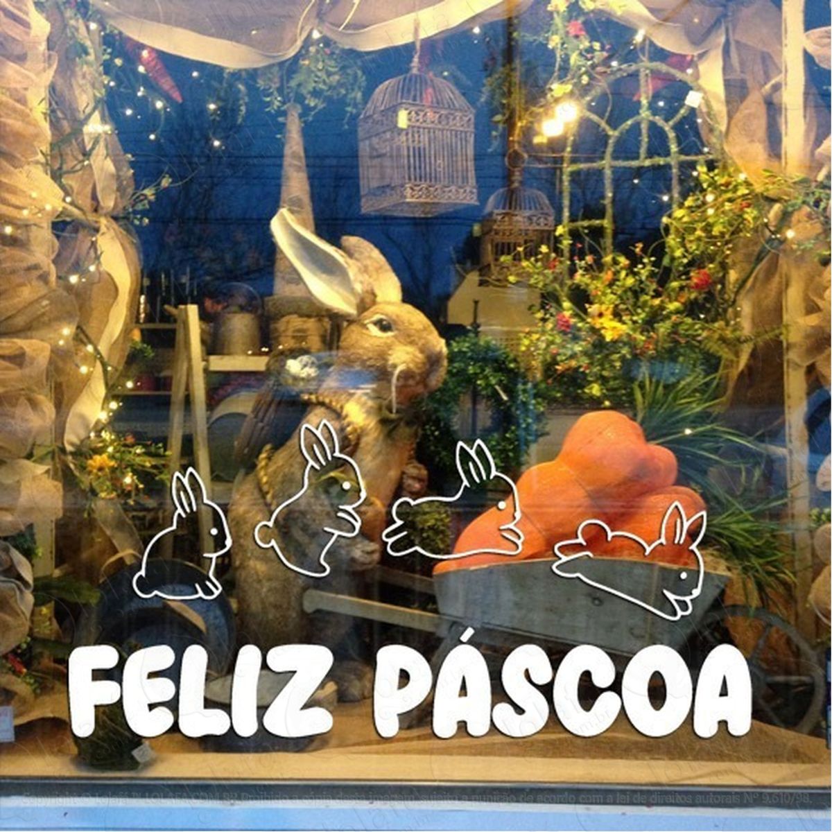 Adesivo Decorativo Vitrine Feliz Páscoa Coelhos Saltando Mod:2104