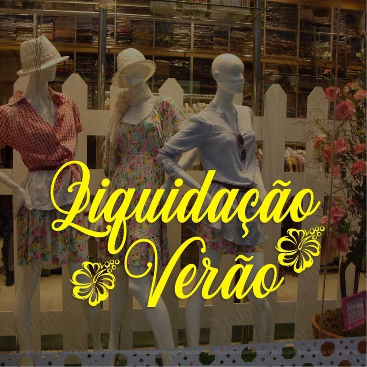 Adesivo Decorativo Vitrine Liquidação Verão Hibisco Mod:2108