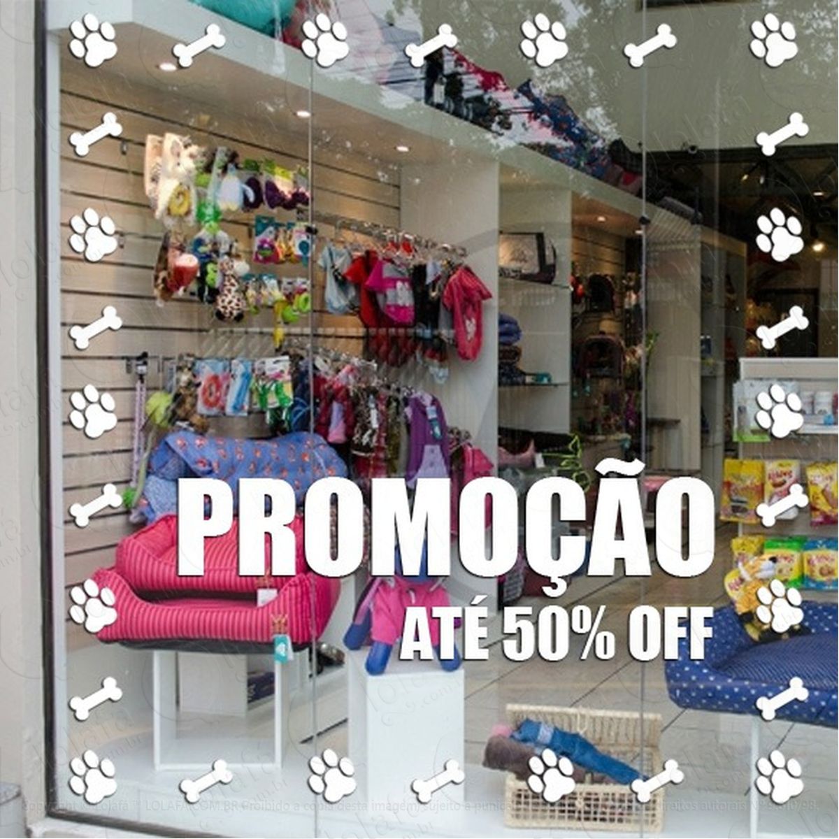 Adesivo Para Vitrine Promoção Pet Shop Patinhas Ossinhos Mod:2119