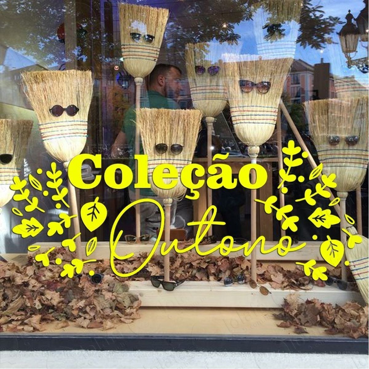 adesivo decorativo vitrine coleção outono ramos e folhas mod:2122