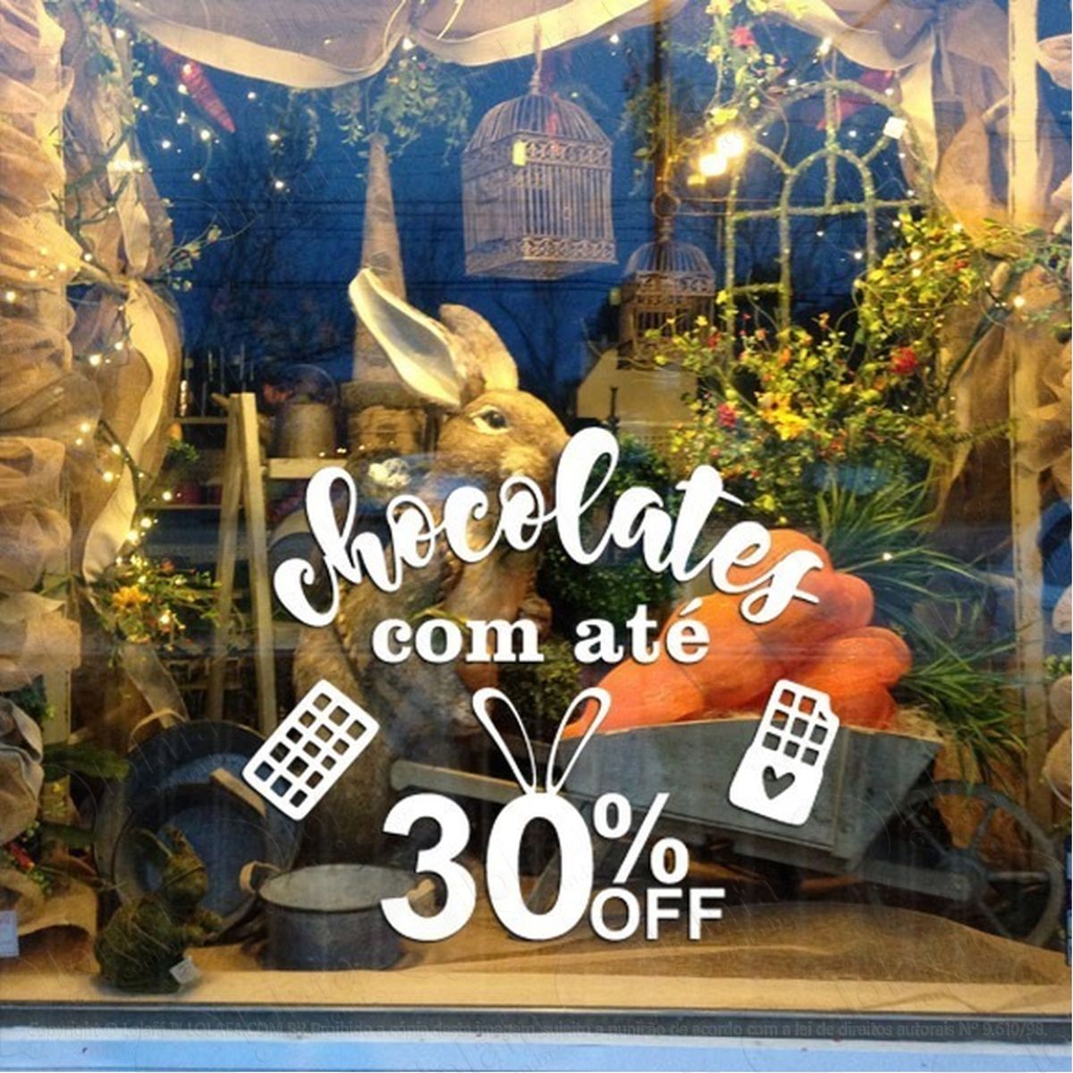Adesivo Decorativo Vitrine Páscoa Chocolate Desconto Mod:2144