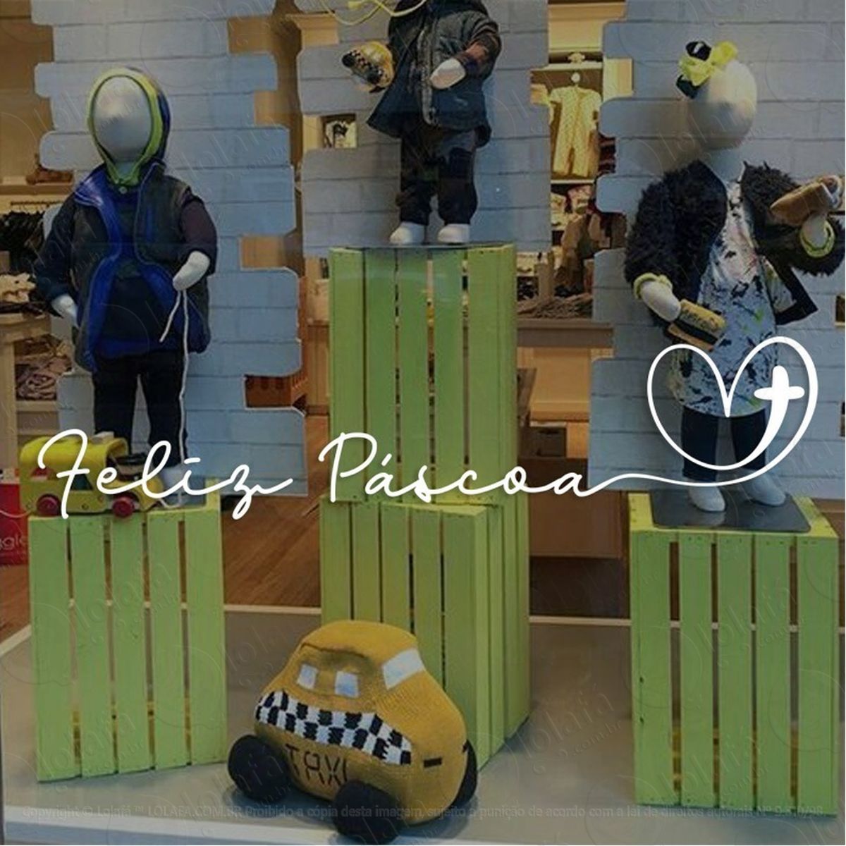 Adesivo Decorativo Vitrine Feliz Páscoa Cristão Mod:2159