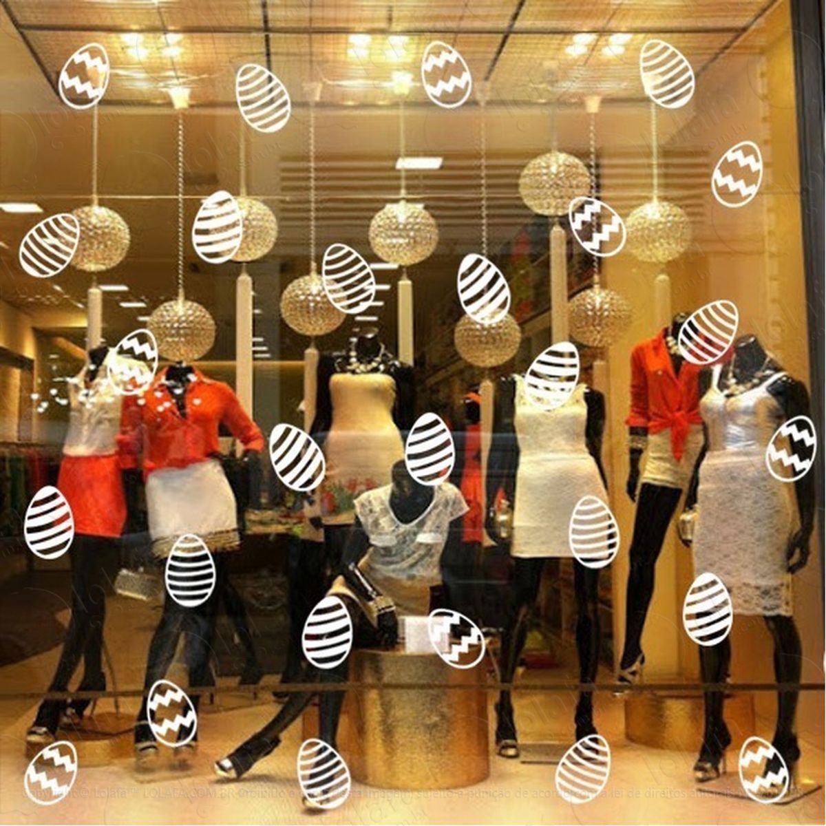 Adesivo Decorativo Vitrine Ovos Da Páscoa - 18 Unidades Mod:2164