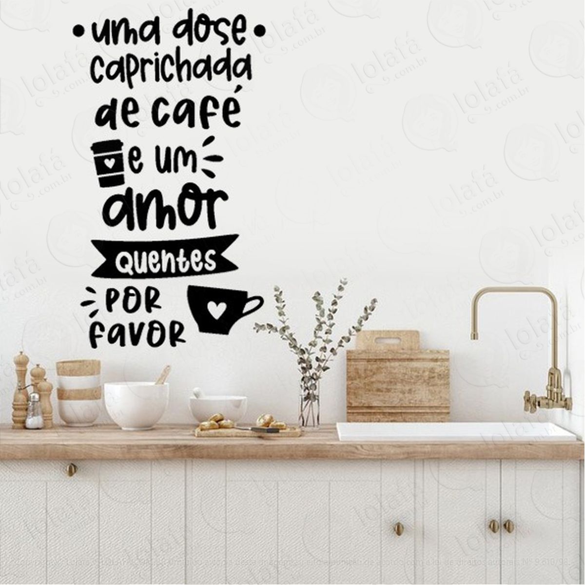 Adesivo De Parede Frase Cozinha Dose Caprichada De Café Mod:2170