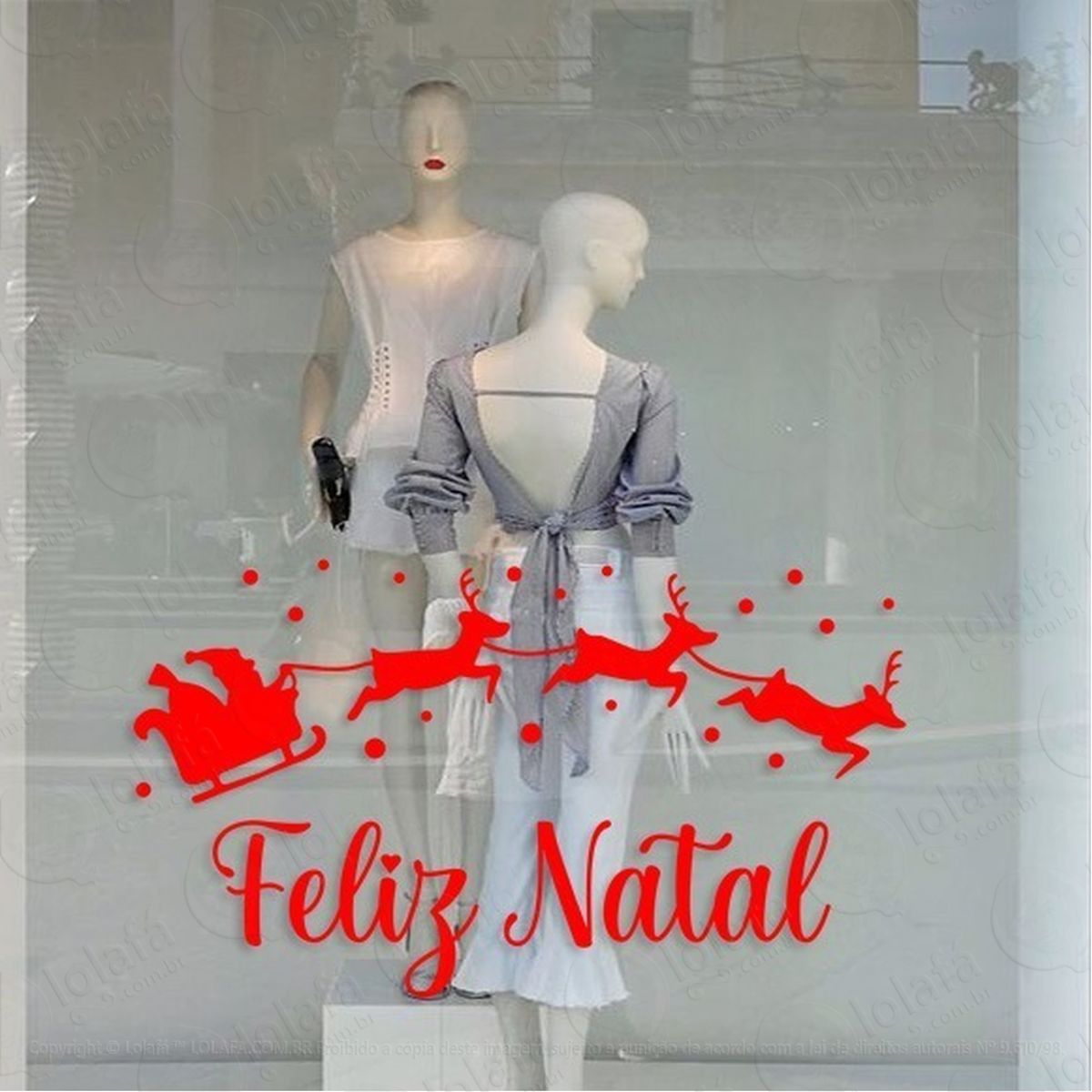 Adesivo Decorativo Vitrine Feliz Natal Trenó Mod:2173