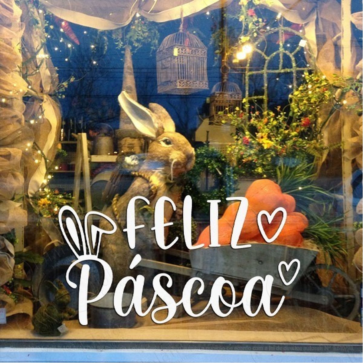Adesivo Decorativo Vitrine Feliz Páscoa Orelhinhas Mod:2179