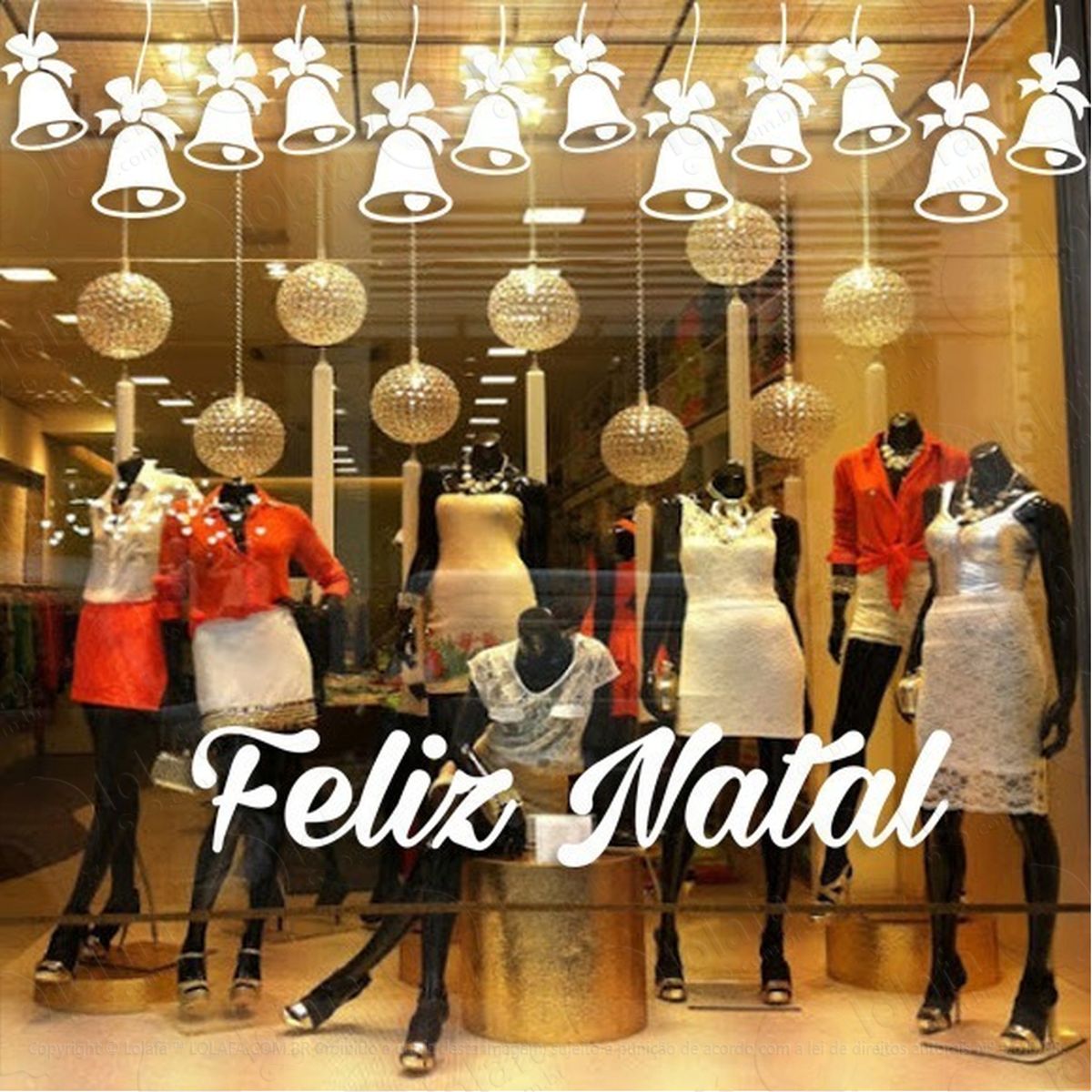 Adesivo Decorativo Vitrine Feliz Natal Sinos Mod:2183