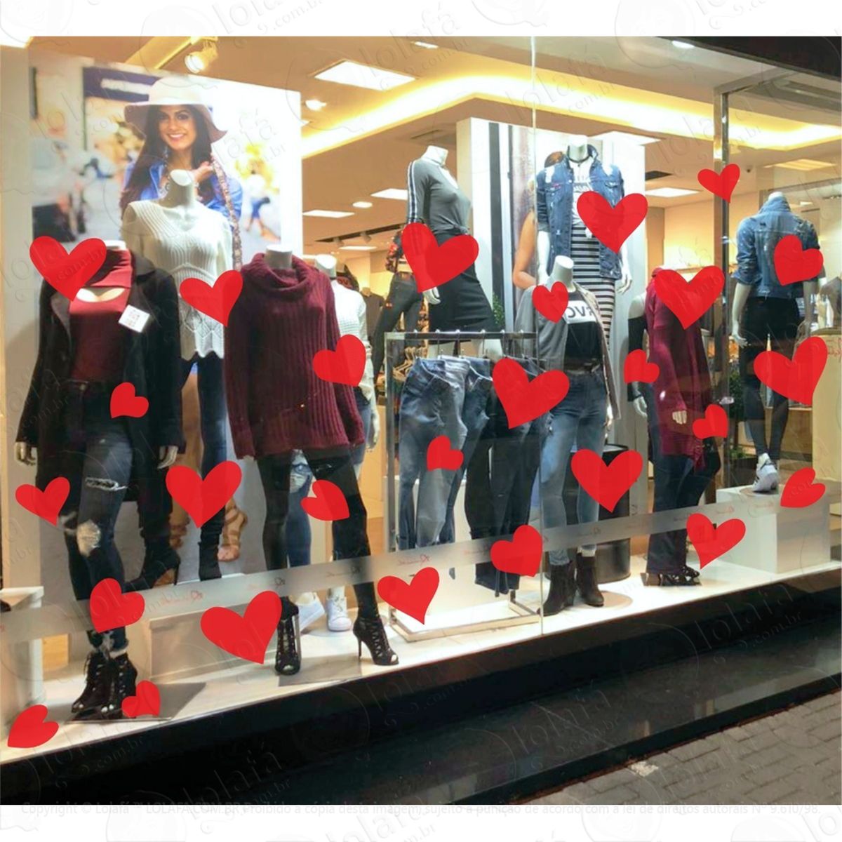 Adesivo Para Vitrine Dia Dos Namorados Coração Sortido Mod:2326