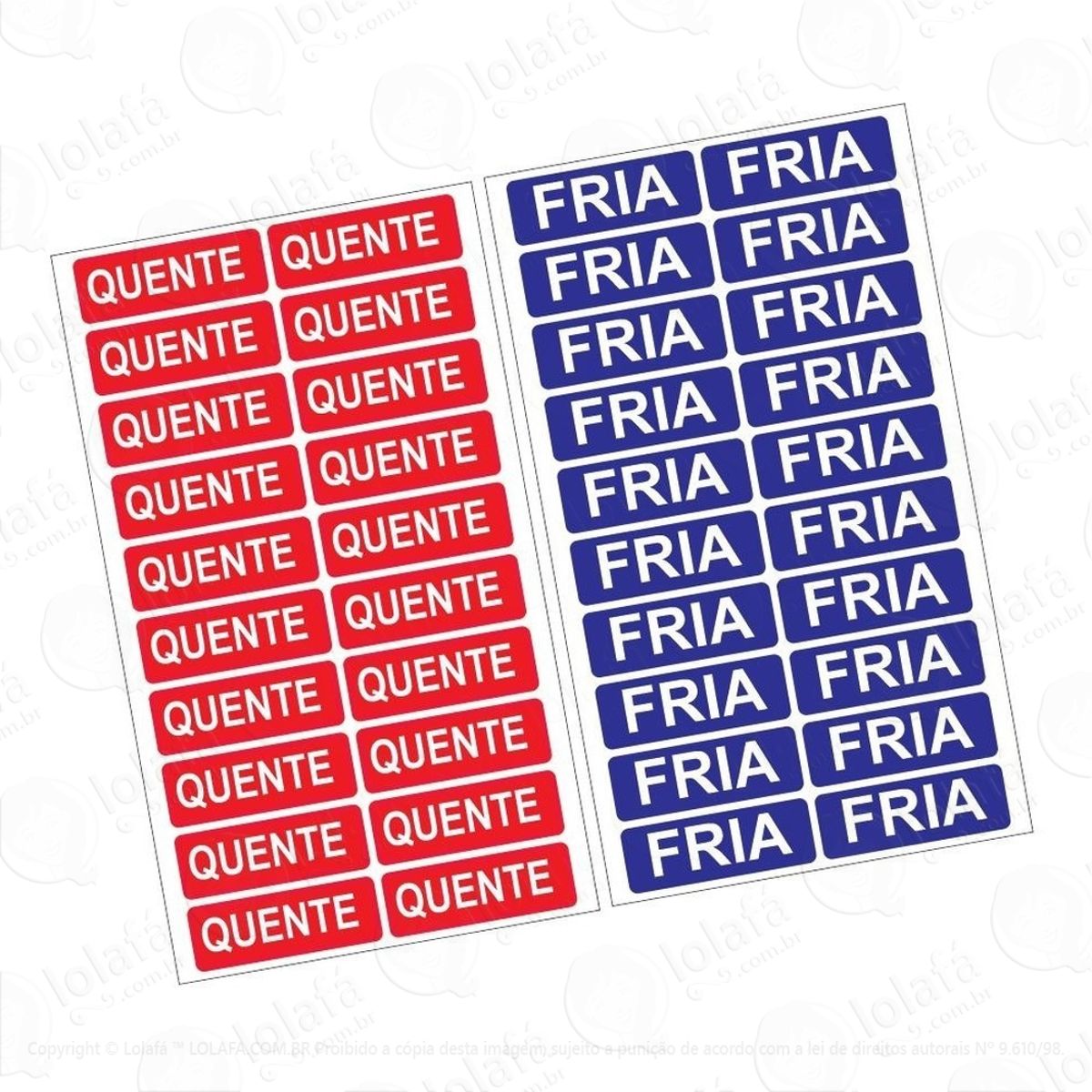 Etiquetas Quente E Fria - 40 Unidades Mod:2406
