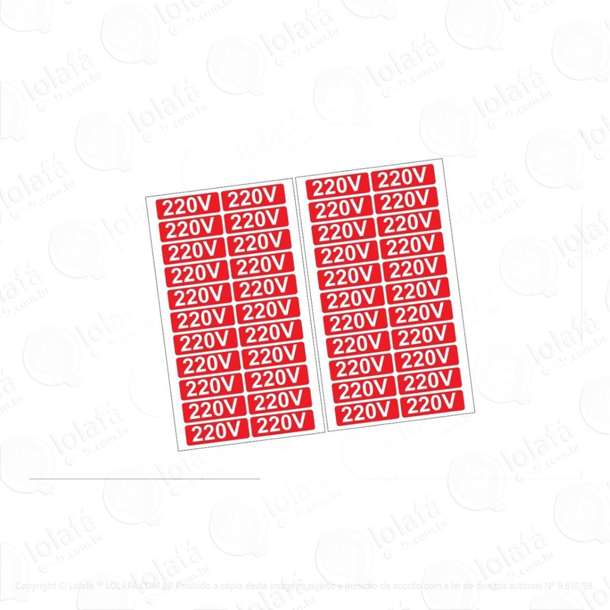 Etiquetas Voltagem 220v - 40 Unidades Mod:2407