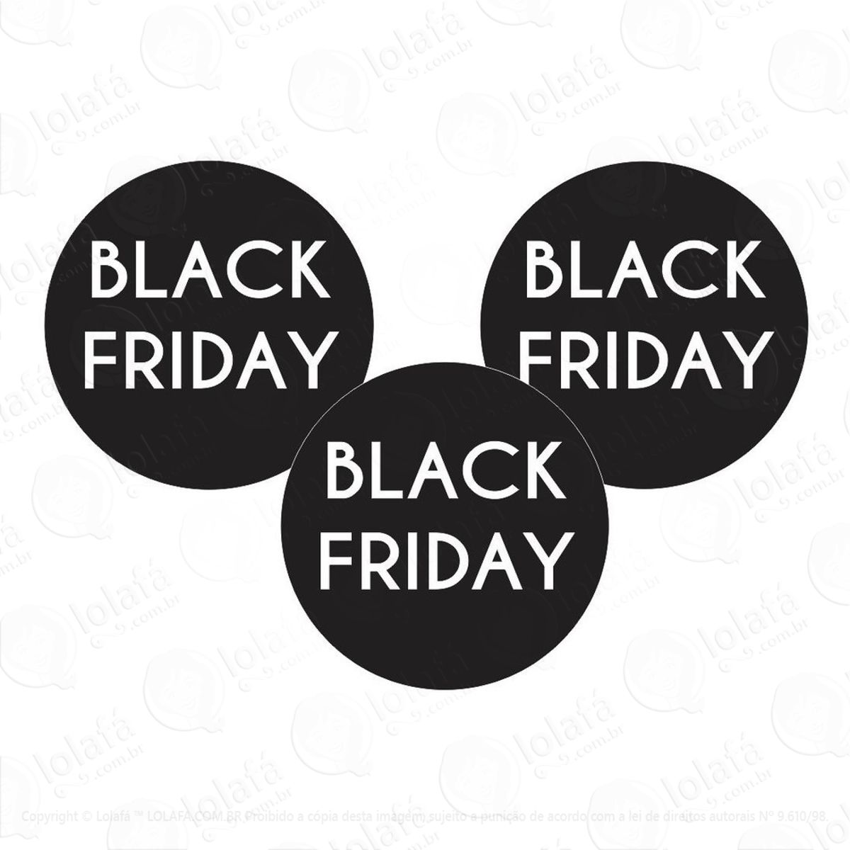 Adesivo Black Friday Pra Vitrine Redondo Kit C/3 Mod:2413