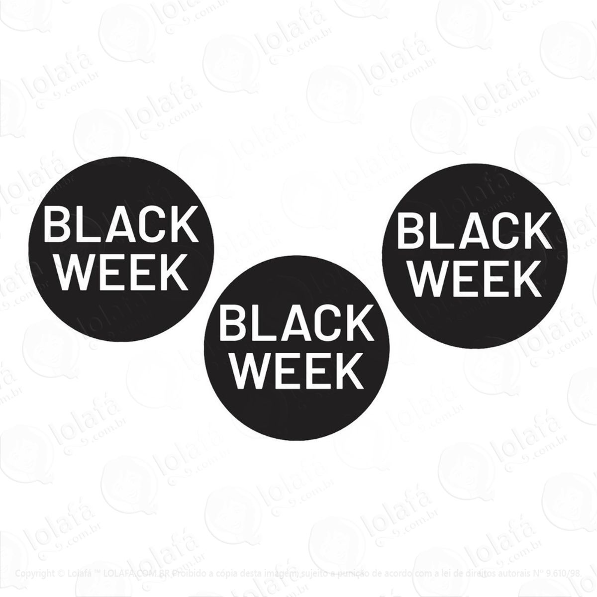 Adesivo Black Week Pra Vitrine Redondo Kit C/3 Mod:2458