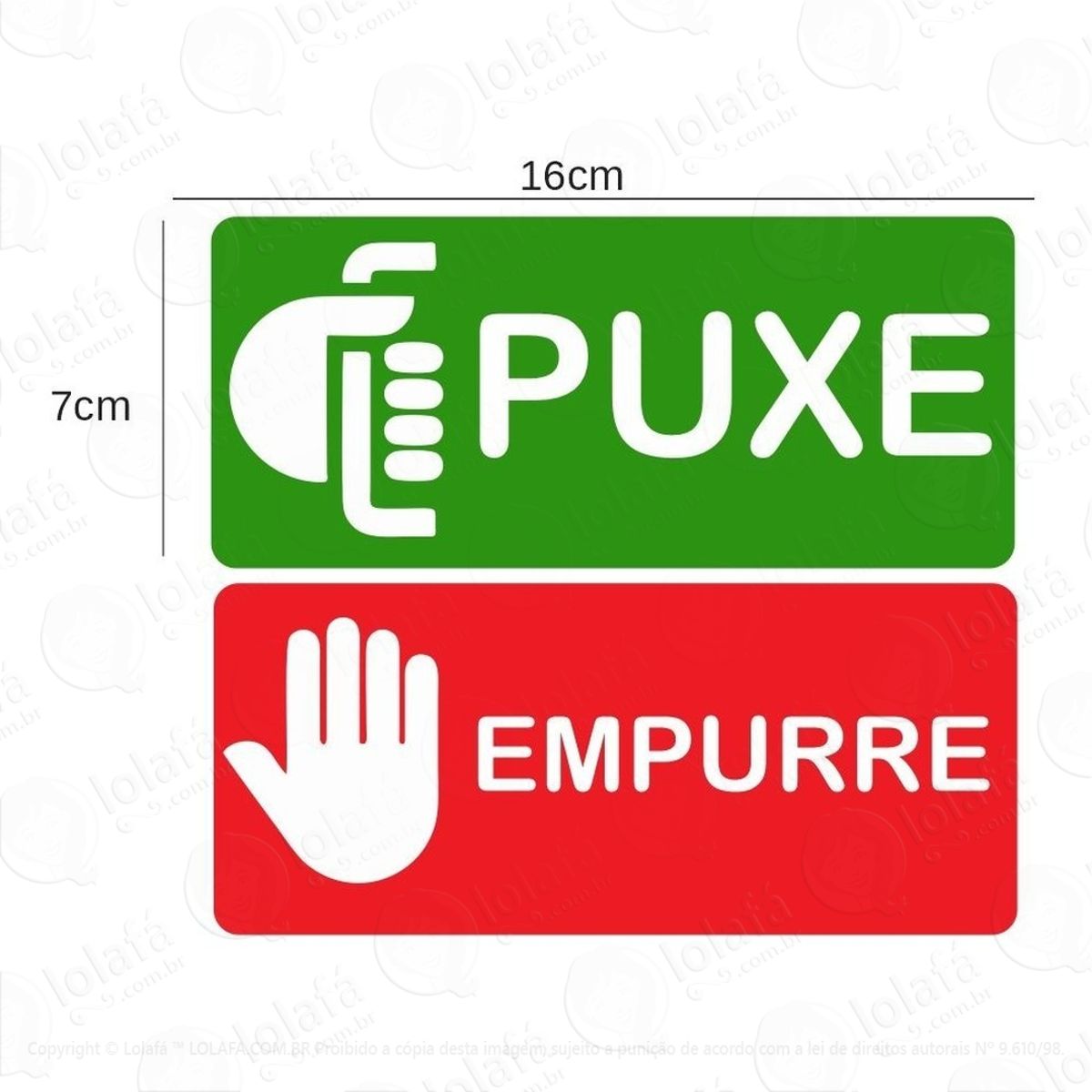 Cartela Adesivo Puxe Empurre Etiqueta Sinalização Mod:2512