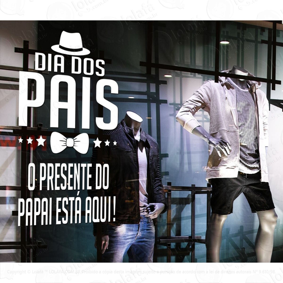 adesivo vitrine dia dos pais loja roupa bolsas blindex mod:2644