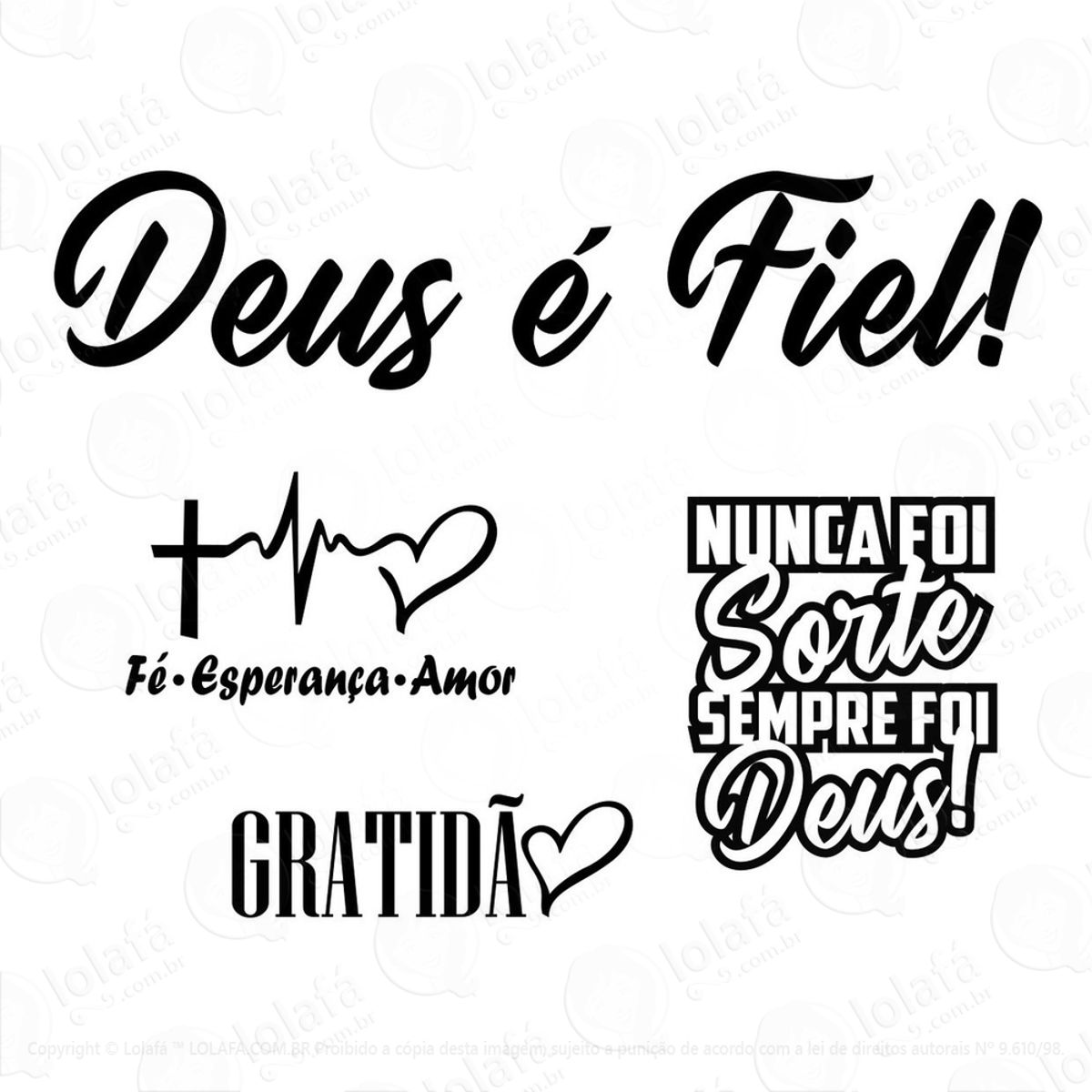 Adesivos Gospel Carro Frase Deus É Fiel Cristão Catolico 4pç Mod:2726