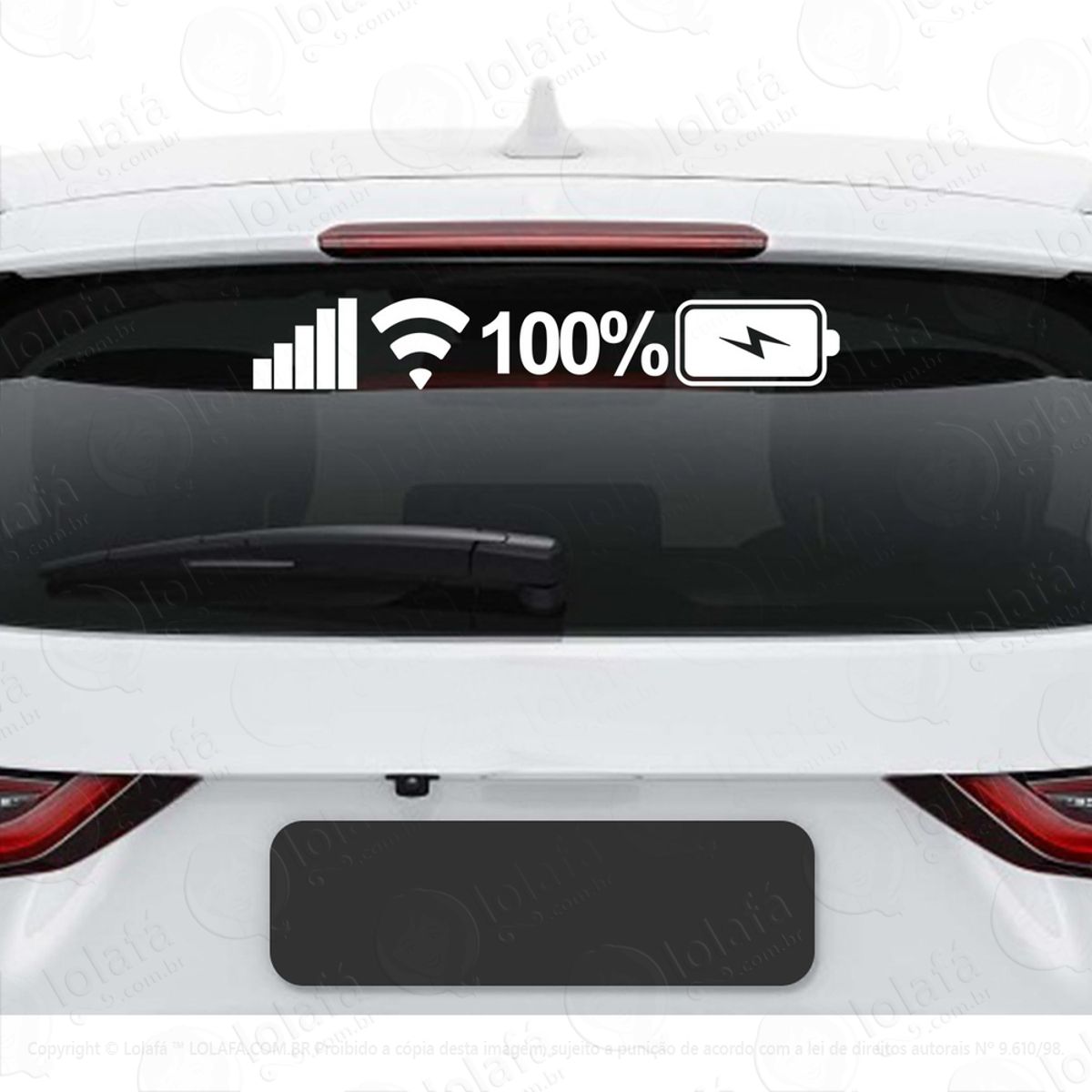 Adesivo Carro Celular Bateria Cheia Sinal Wifi iPhone Som Mod:2787