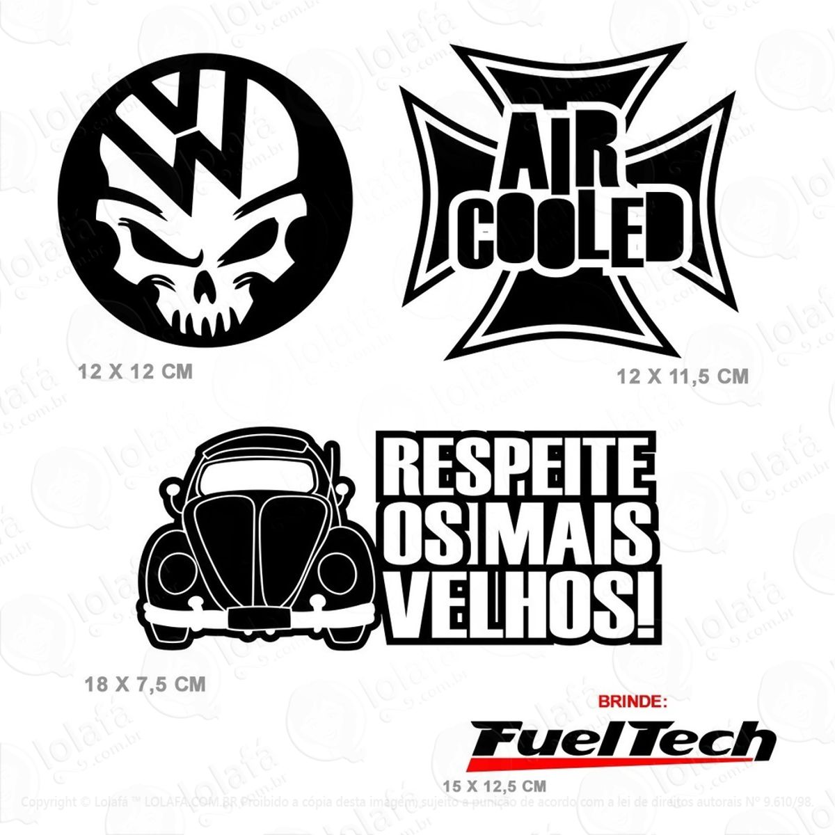 Adesivos Vw Fusca Respeite Mais Velhos Cruz Caveira Mod:3124