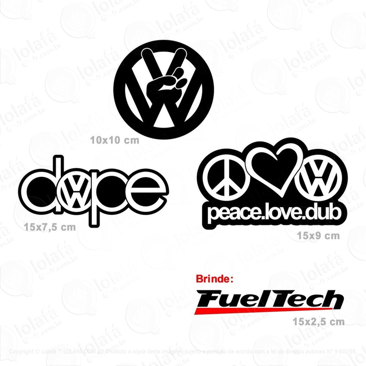 Adesivos Vw Peace Dub Automotivo Rebaixado 4 Adesivos Mod:3132