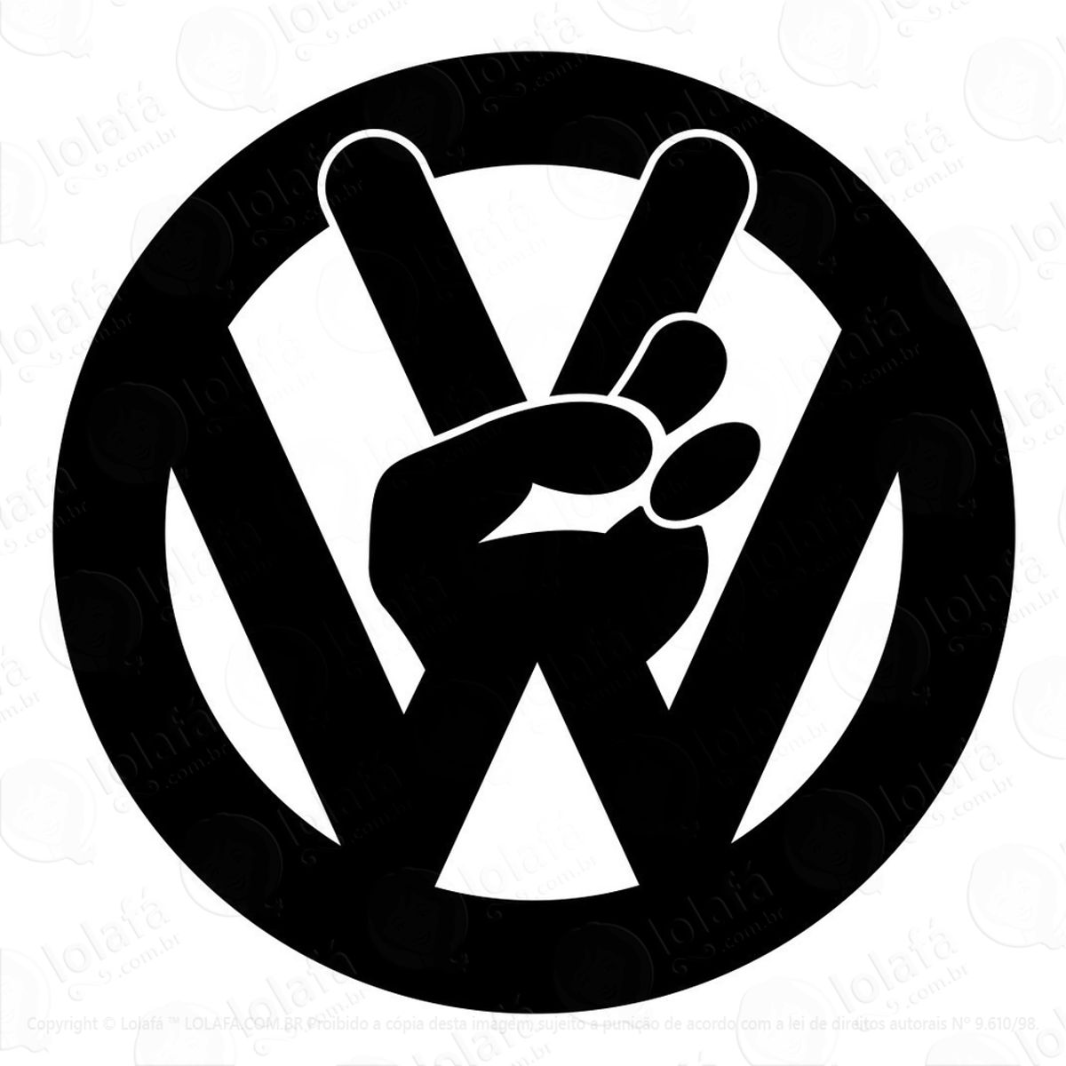 Adesivo Carro Mãozinha Vw Rebaixado Som Dub Volkswagen Mod:3177
