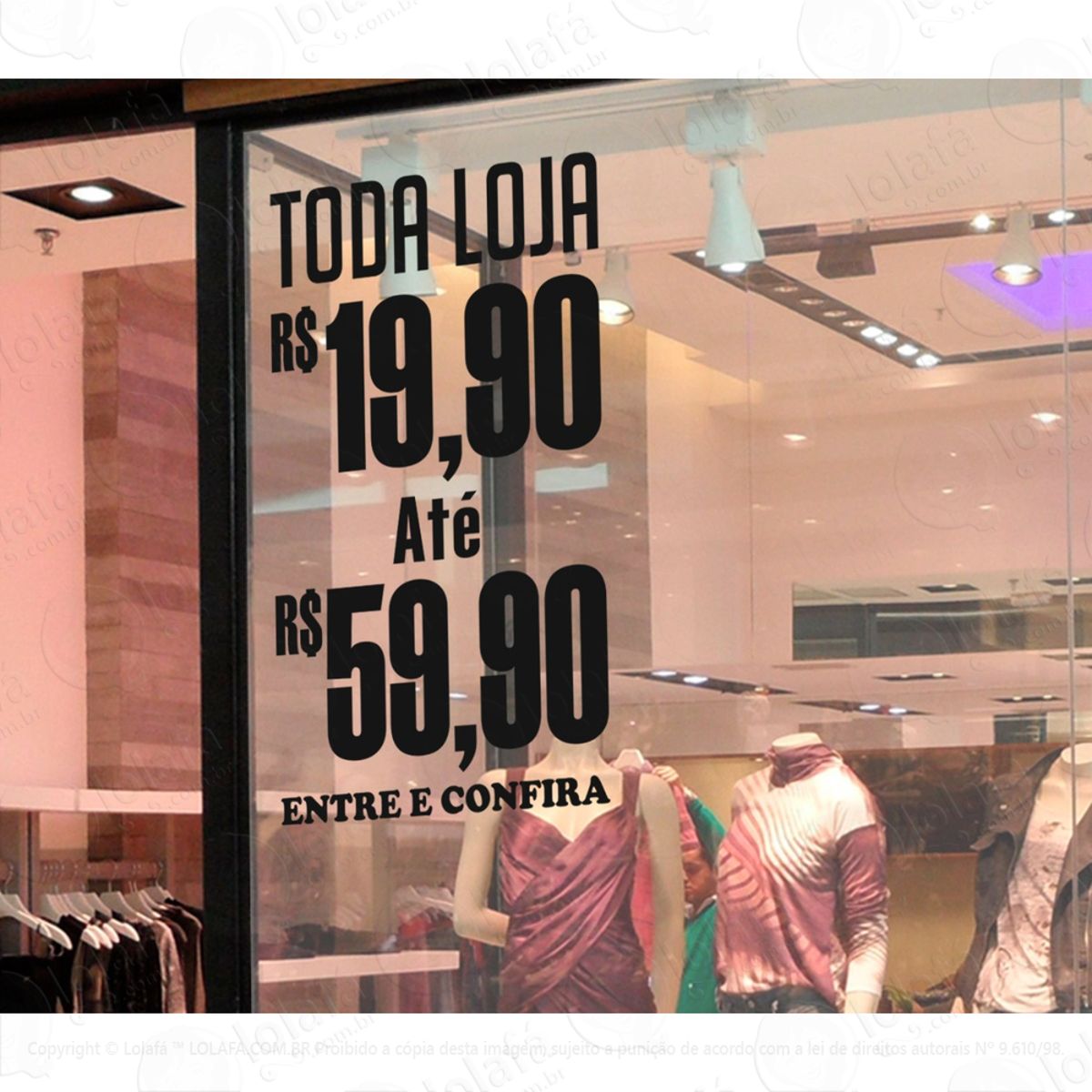adesivo vitrine de 19,90 a 59,90 loja roupas shopping mod:3310