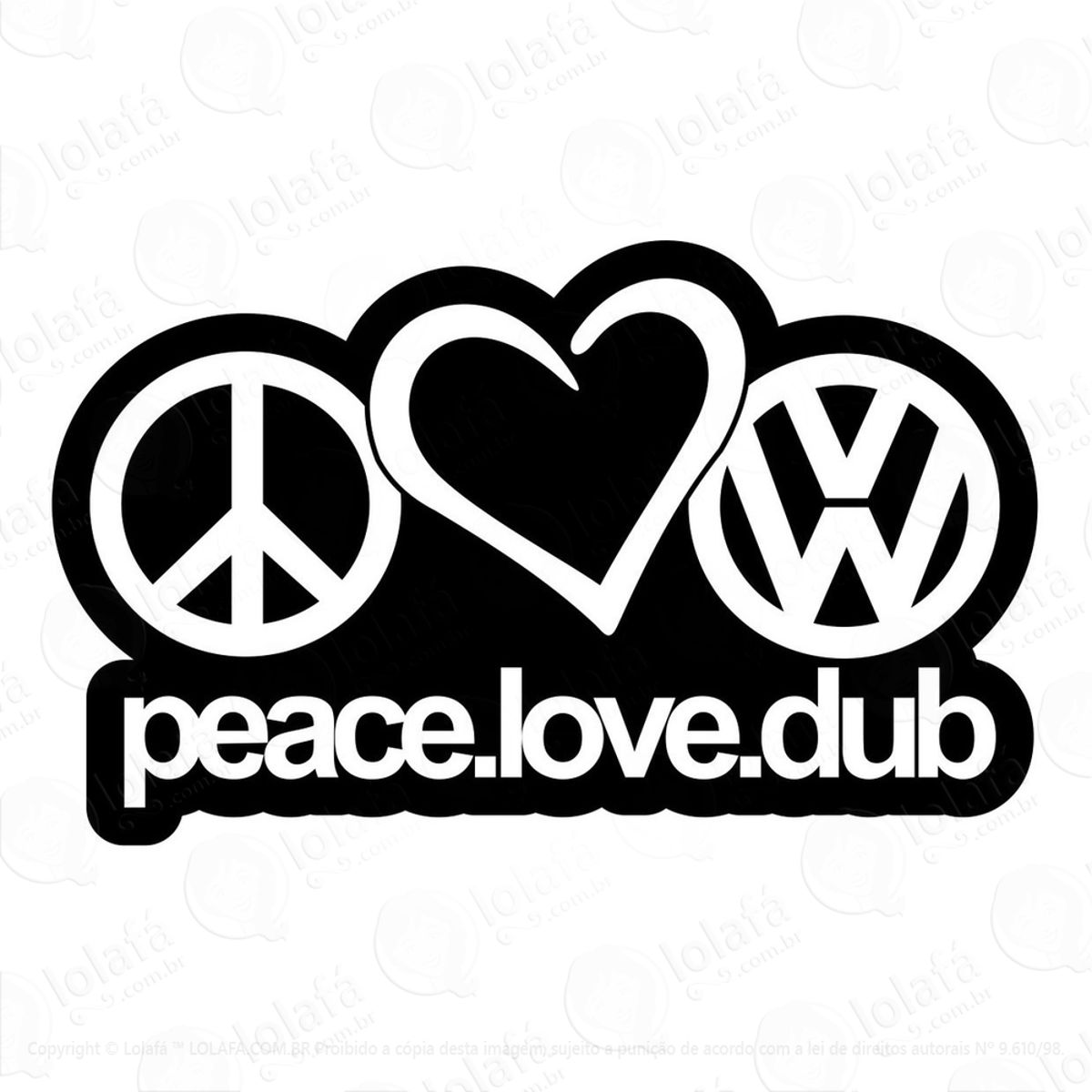 2 Adesivos Carro Rebaixado Peace Love Dub Vw Volkswagen Som Mod:3314