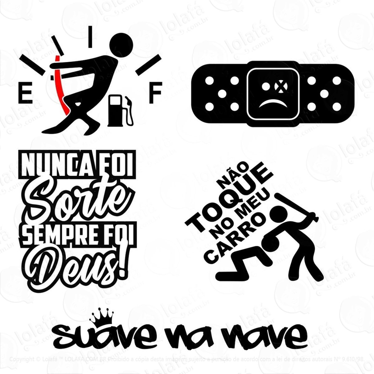 Adesivos Carro Rebaixado Frase Som Automotivo Dub 5 Peças Mod:3766