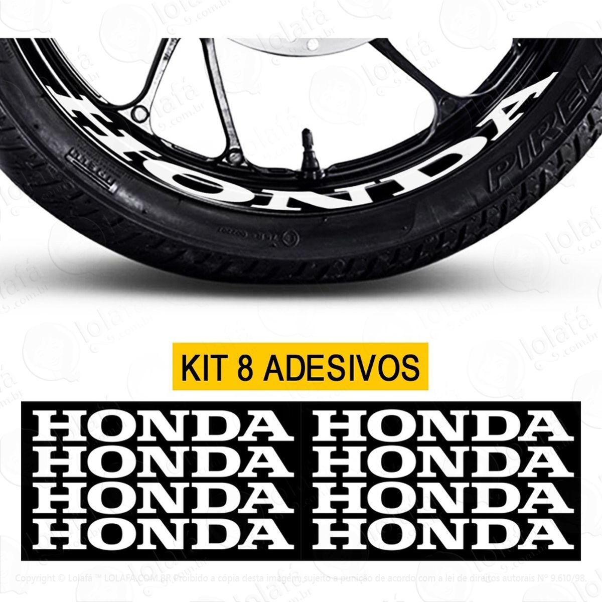 Kit Adesivos Honda 8 Adesivos Grandes Roda De Liga Mod:3792