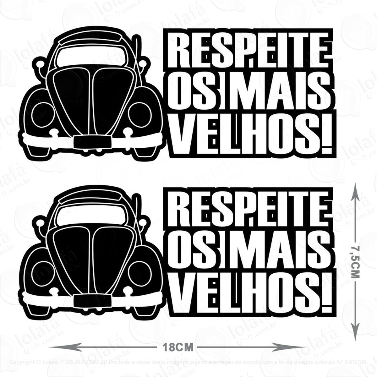 Adesivos Respeite Os Mais Velhos Carro Antigo Vintage 2uni Mod:3817